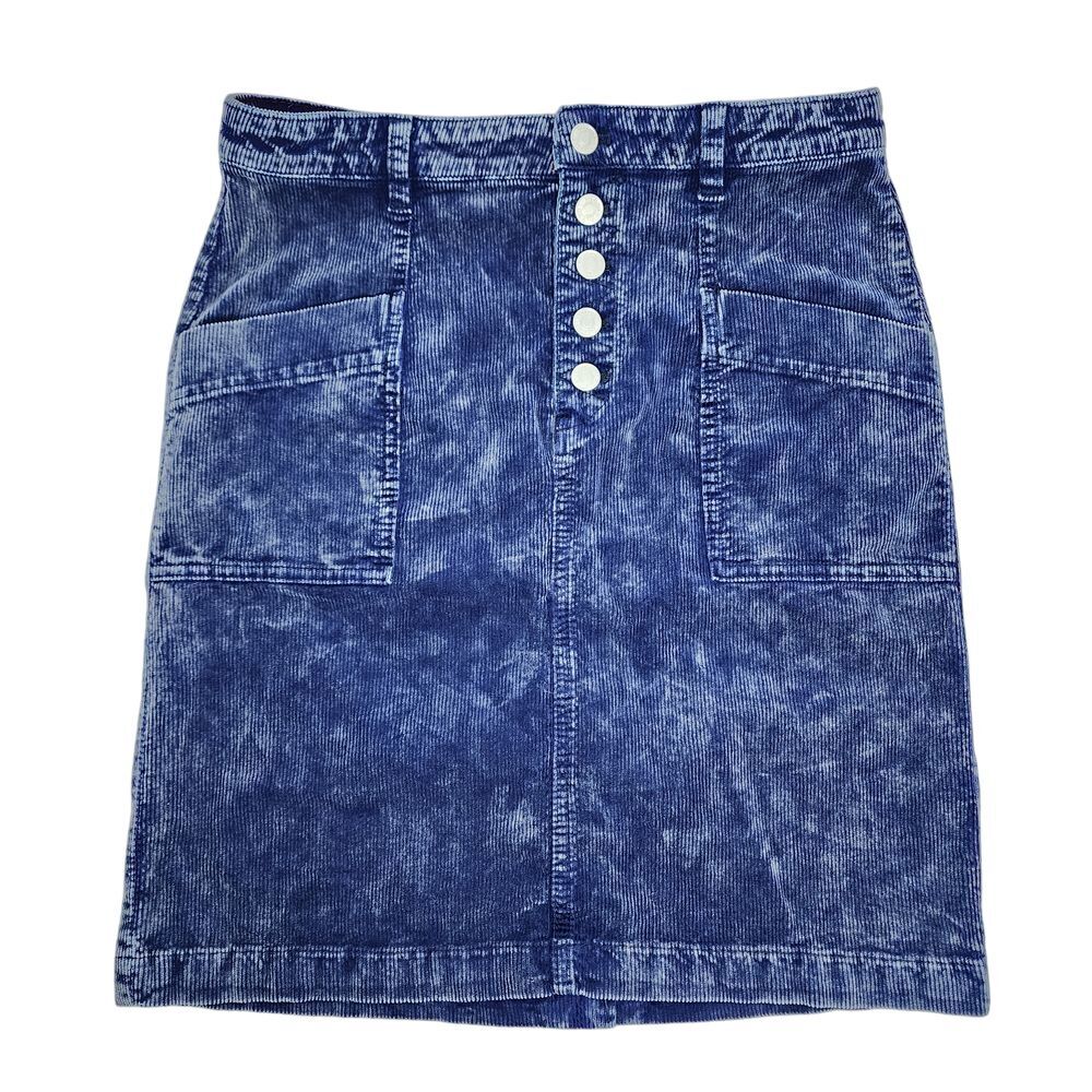 Pilcro Anthropologie Skirt Women's 4 Corduroy Button Fly Pencil Midi Blue